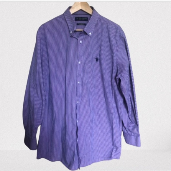 U.S. Polo Assn. Wrinkle Resistant Purple Dress Shirt Long Sleeve 17.5 - Picture 1 of 8